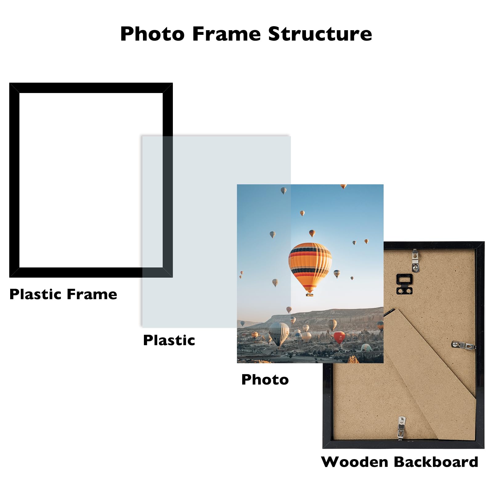JCJMY 9x10 Picture Frame Black for Wall Hanging or Tabletop, Wall Mounting Horizontally or Vertically, 9 x 10 Wall Gallery Poste